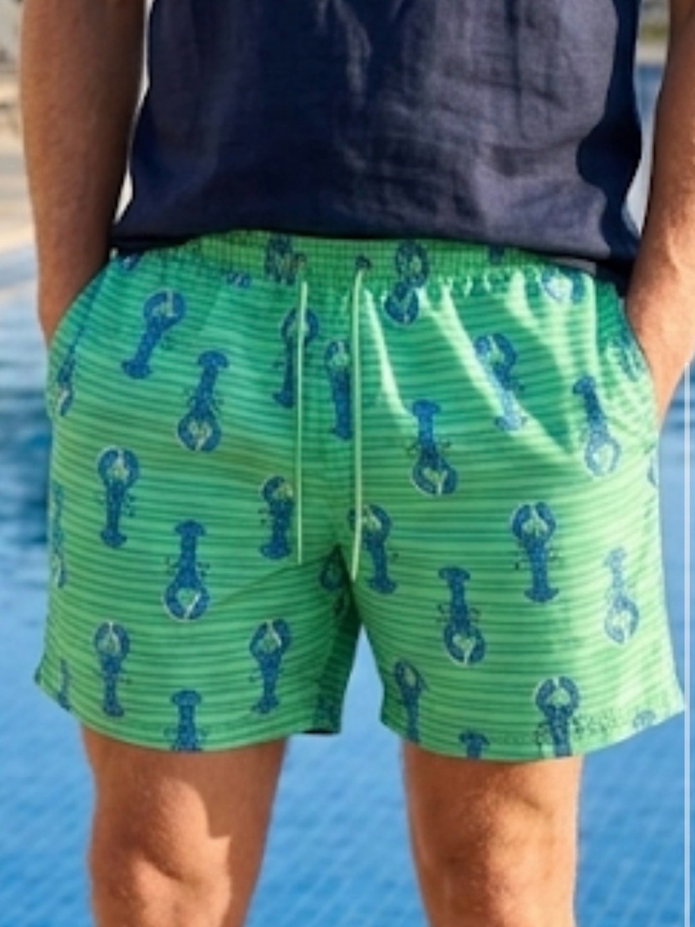 Club Room Green Swim Trunks with Blue Lobster Print